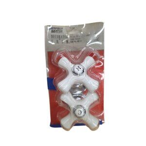 Perfect Match Decorator Trim Pair Large Chrome Porcelain Cross Handles No. 46142